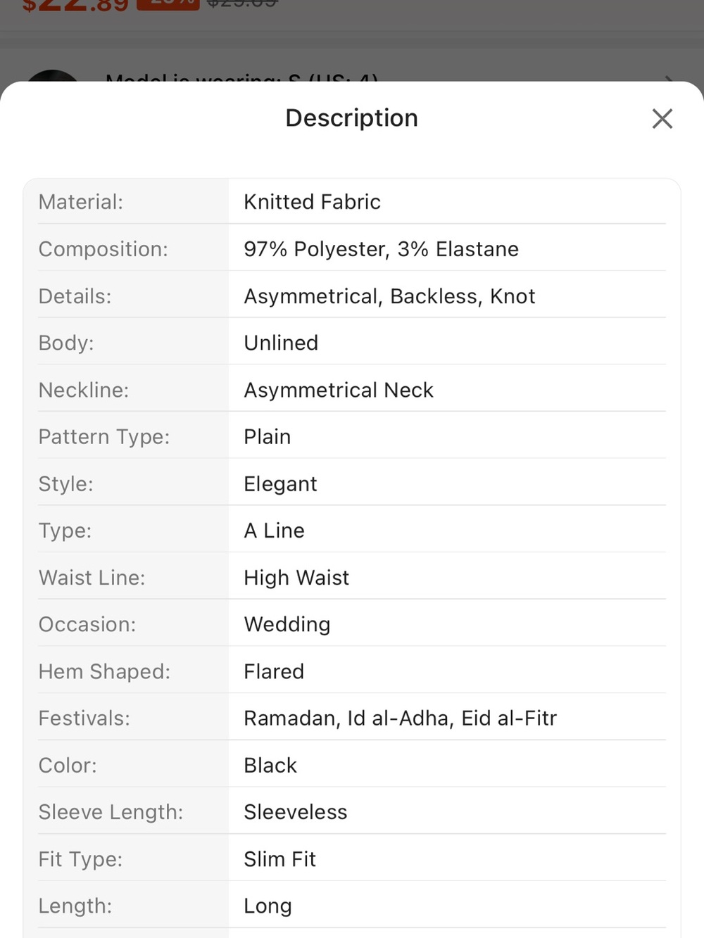 SHEIN Women's Elegant Solid Color Black Asymmetrical Shoulder Dress - Picture 8 of 8